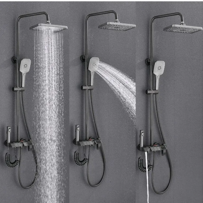 Regendusche Duschset Komplett Schwarz mit LCD Display