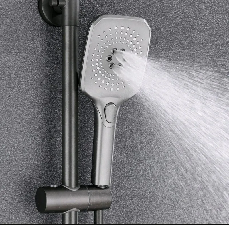 Regendusche Duschset Komplett Schwarz mit LCD Display