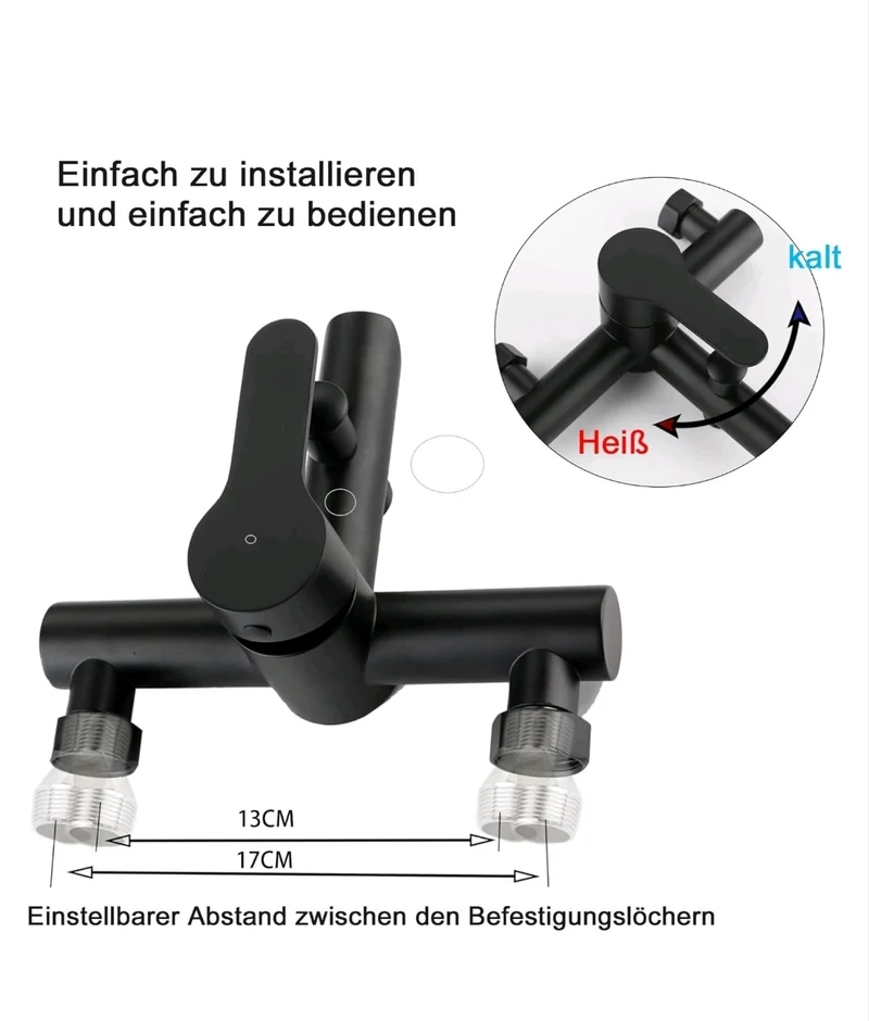 Badewannenarmartur Wannenarmartur mit Brause Schwarz