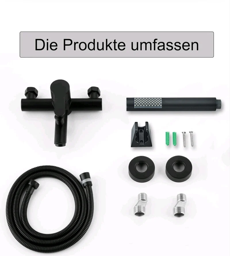 Badewannenarmartur Wannenarmartur mit Brause Schwarz