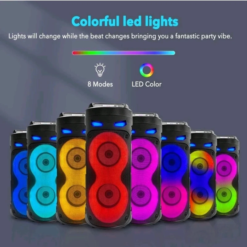 Bluetooth Partylautsprecher Lautsprecher mit LEDs + Mikrofon