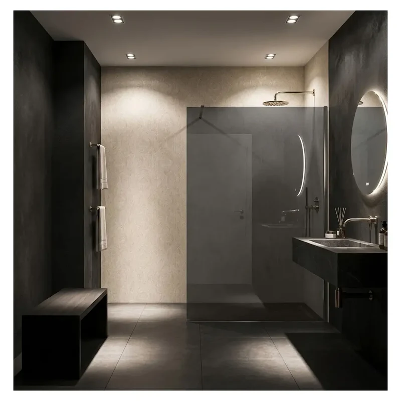 Walk-In Duschwand Flexi grau getöntes Glas Chrom Matt 80-140cm
