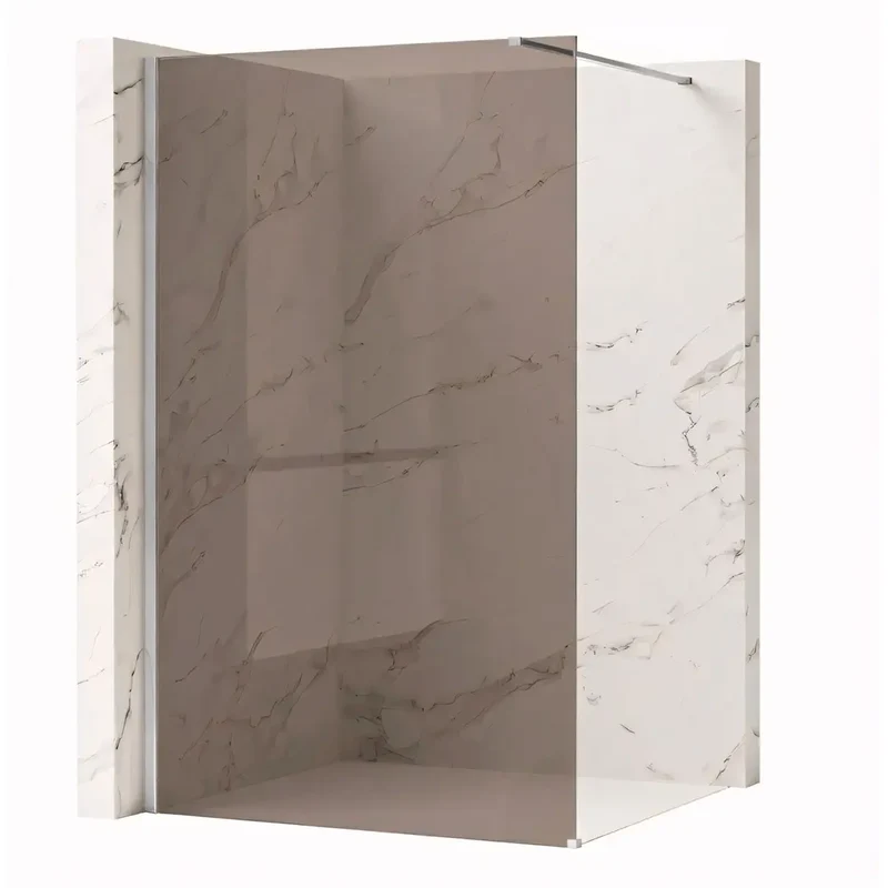 Walk-In Duschwand Flexi braun getöntes Glas Chrom Matt 80-140 cm