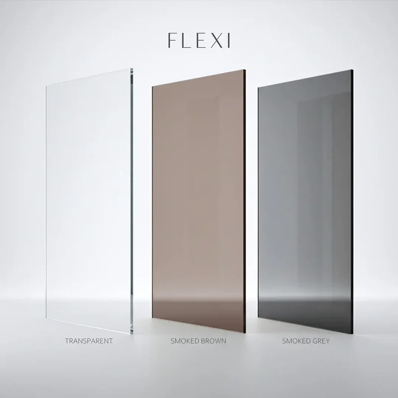 Walk-In Duschwand Flexi braun getöntes Glas Chrom Matt 80-140 cm