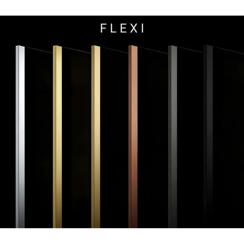 Walk-In Duschwand Flexi grau getöntes Glas Schwarz Matt 80-140 cm