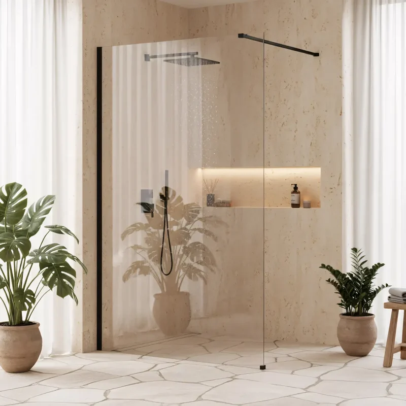 Walk-In Duschwand Flexi Schwarz Matt 70-140cm