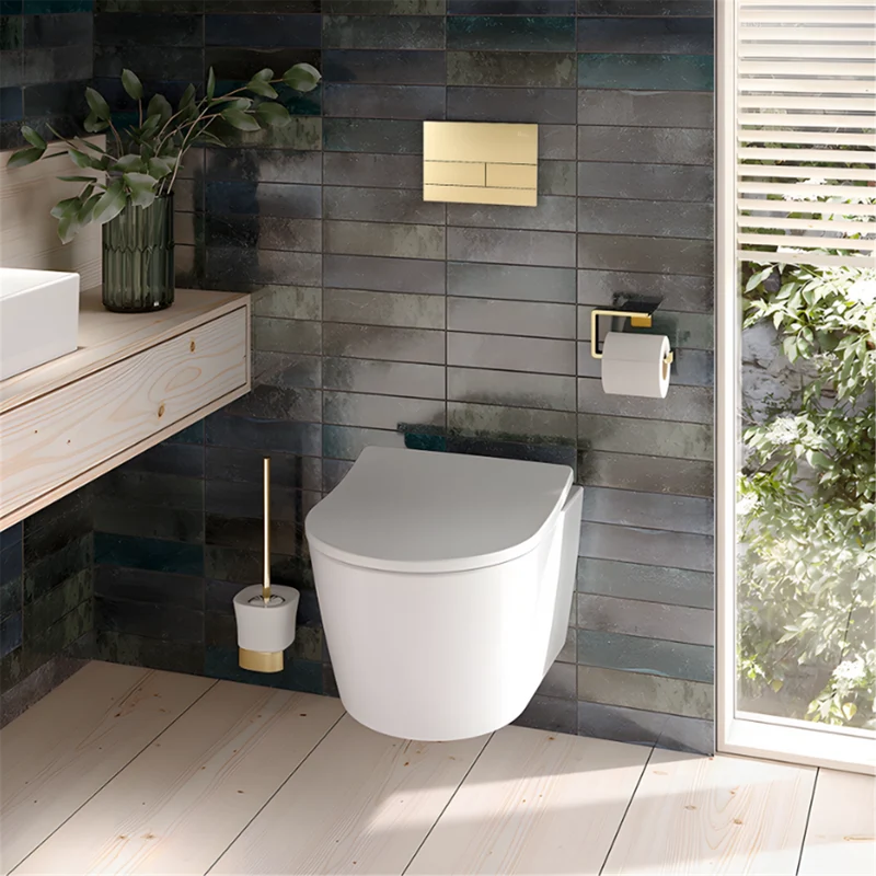 Unterputz WC Gestell Slim 024N Gold Matt HD Drückerplatte