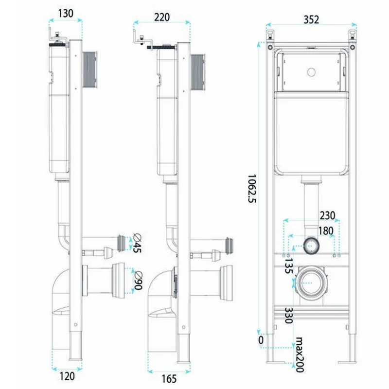 Unterputz-WC-Gestell Set Slim 024N – Chrom HD Drückerplatte