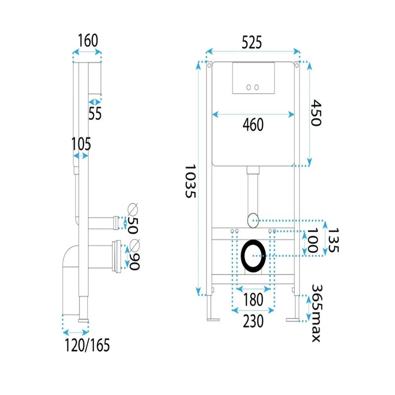 Vorwandelement WC K011A-Q HD Chrom