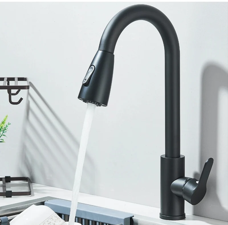 Wasserhahn Küchenarmartur Mischbatterie Brause Hochdruck Schwarz Brause
