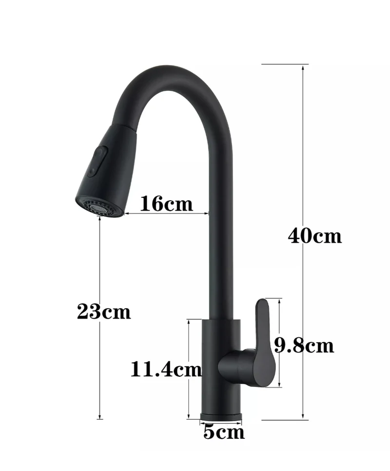 Wasserhahn Küchenarmartur Mischbatterie Brause Hochdruck Schwarz Brause