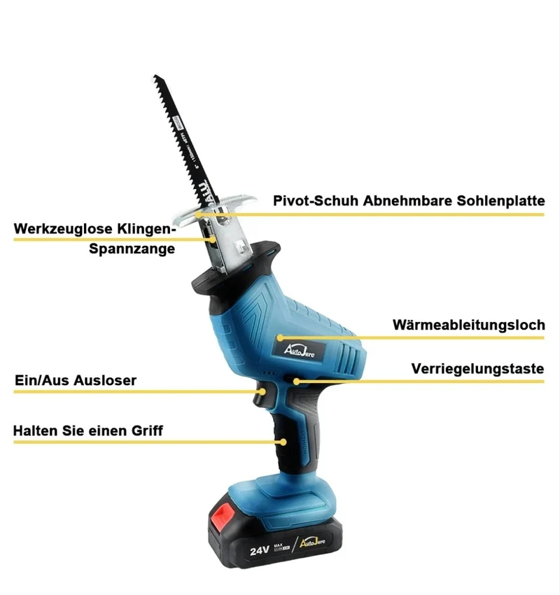 Akku Säbelsäge Elektrische Säge mit Zubehör
