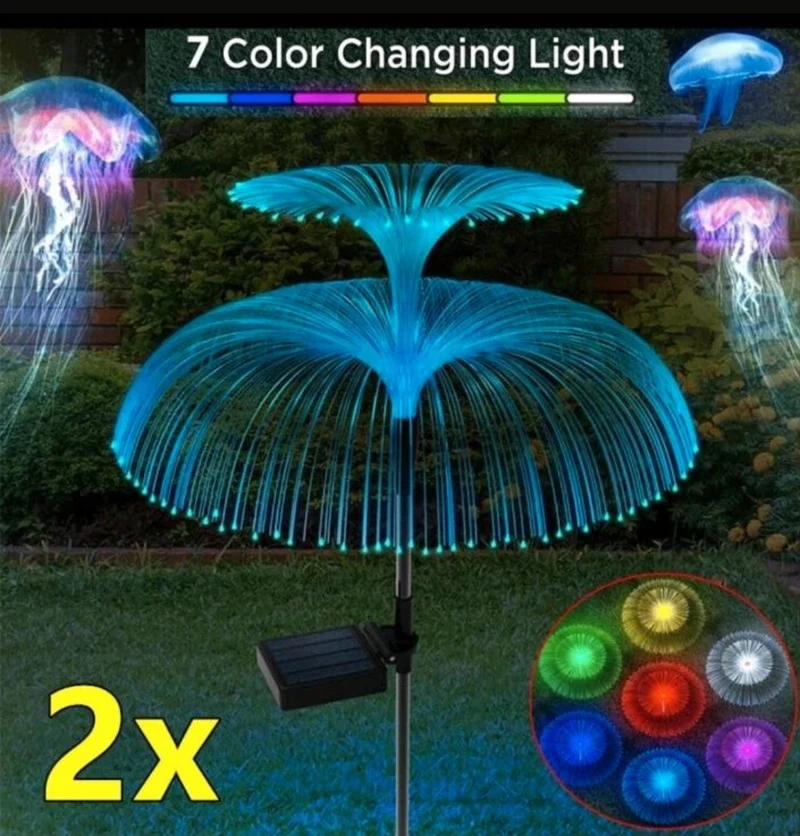 Solarleuchten Solarlampen Jelly Fish Feuerwerk 2 Stück