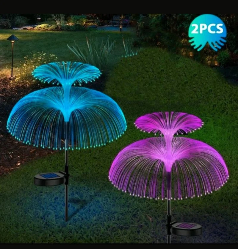 Solarleuchten Solarlampen Jelly Fish Feuerwerk 2 Stück