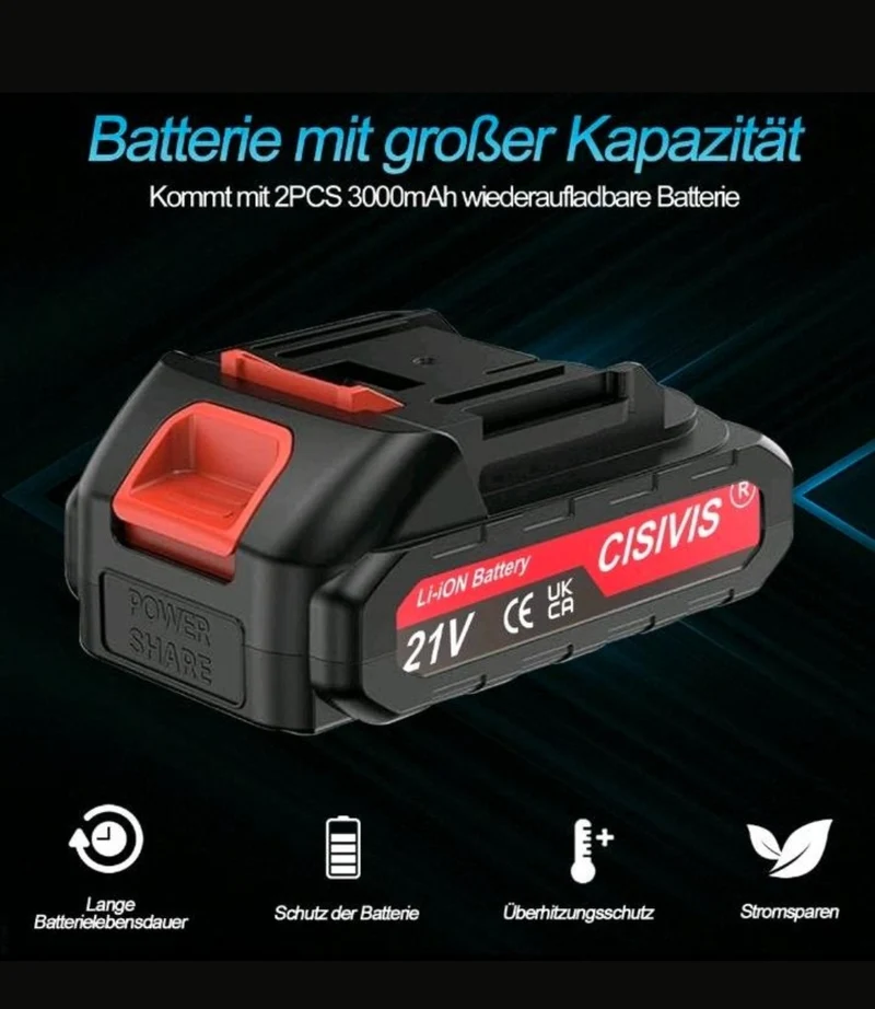 Akku Kettensäge Gartensäge mit 2 Akkus 6 & 8 Zoll