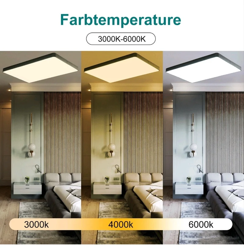 LED Deckenlampe Deckenleuchte Dimmbar Groß Schwarz