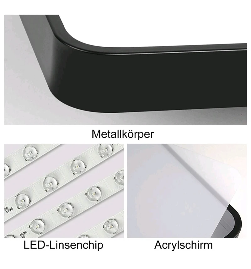 LED Deckenlampe Deckenleuchte Dimmbar Groß Schwarz