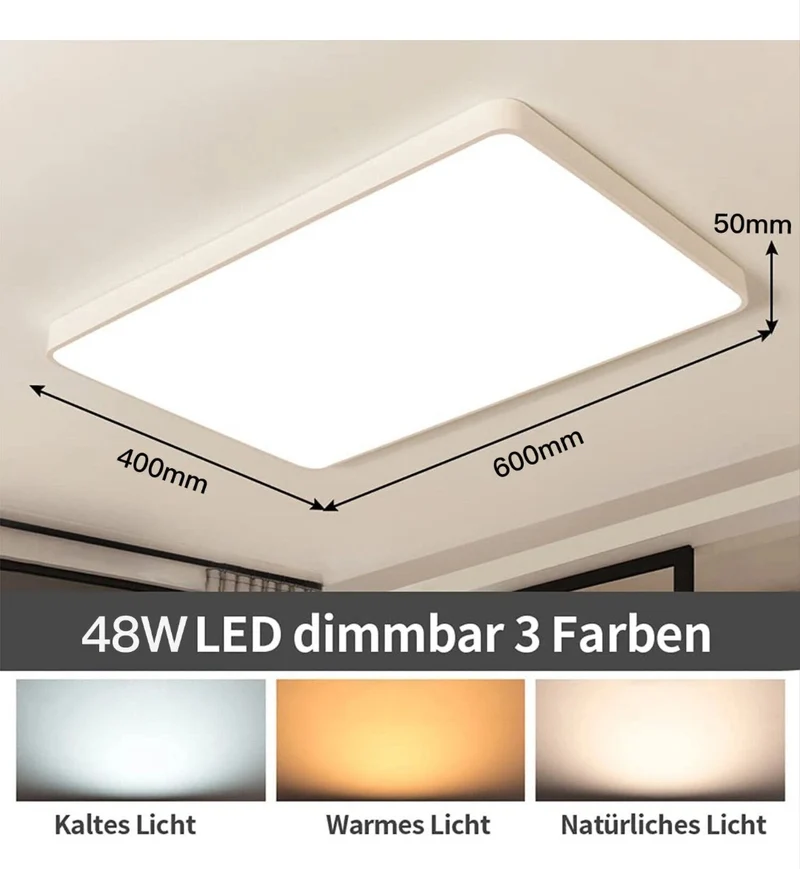 LED Deckenlampe Deckenleuchte Dimmbar Groß Schwarz
