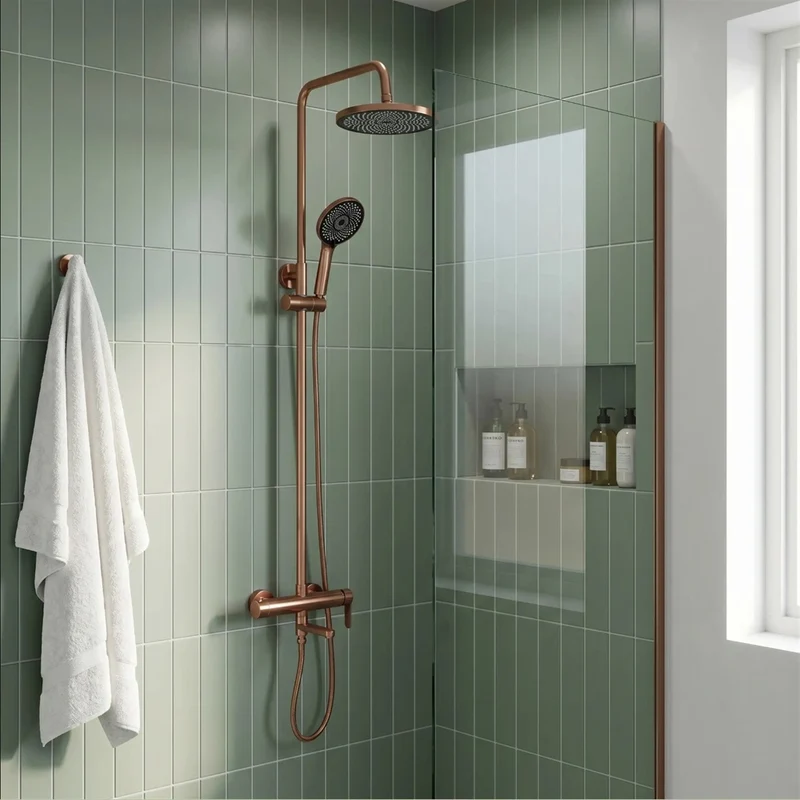 Duschsystem Arcos mit Wannenauslauf – Kupfer Matt