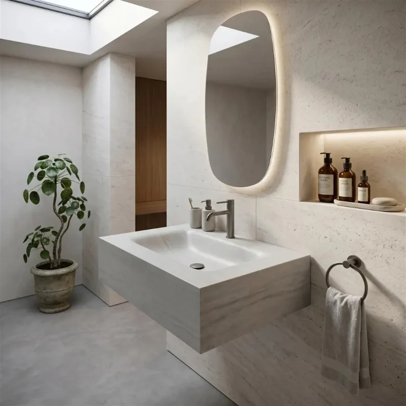 Wandwaschbecken Apollo Muralto Roma 70 × 50 cm – Steinoptik
