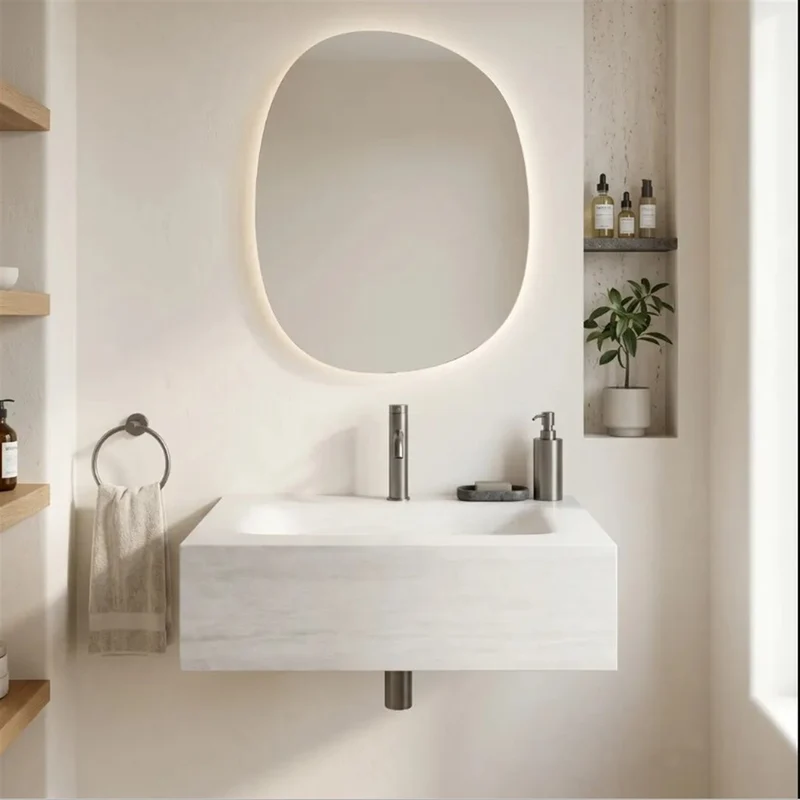 Wandwaschbecken Apollo Muralto Roma 70 × 50 cm – Steinoptik