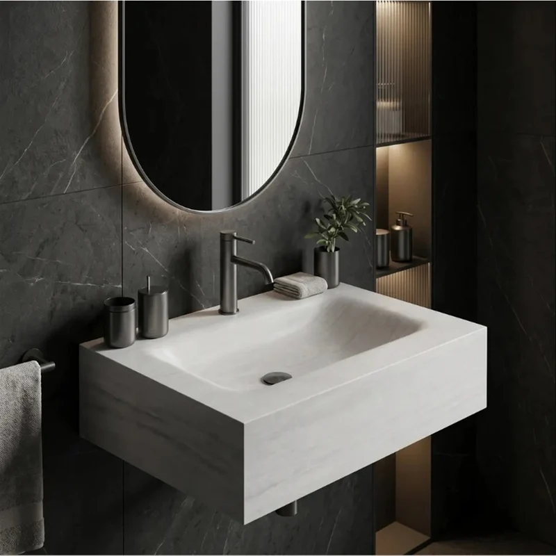 Wandwaschbecken Apollo Muralto Roma 70 × 50 cm – Steinoptik