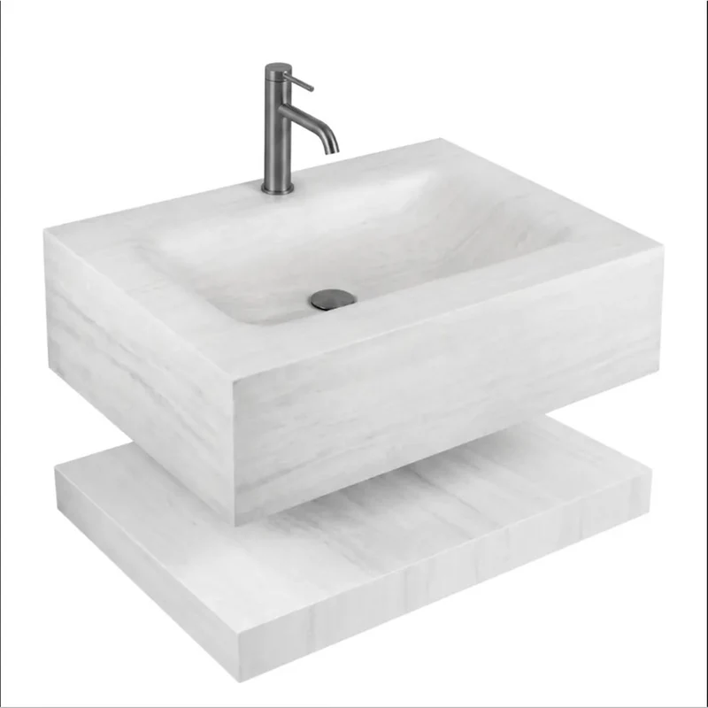 Wandwaschbecken Apollo Muralto Roma 70 mit Ablage 70 × 50 cm – Steinoptik