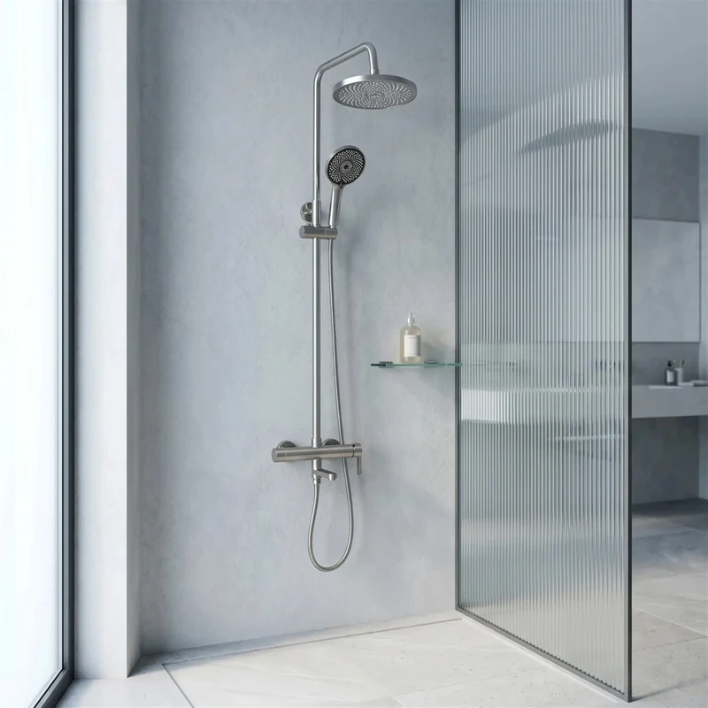 Duschsystem Arcos mit Wannenauslauf – Chrom Matt