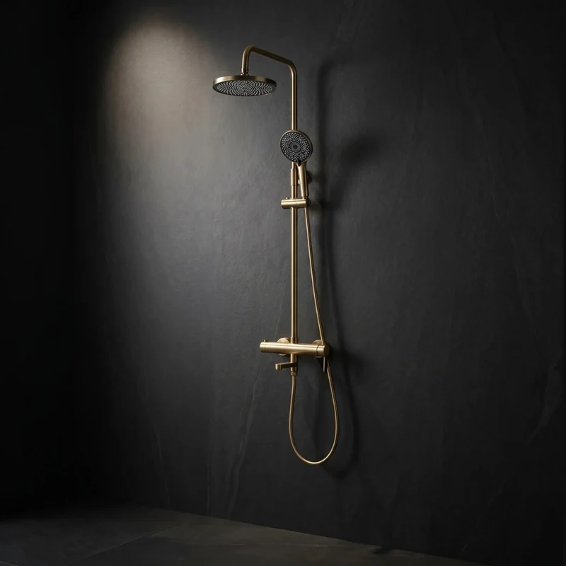 Duschsystem Arcos mit Wannenauslauf – Gold Matt
