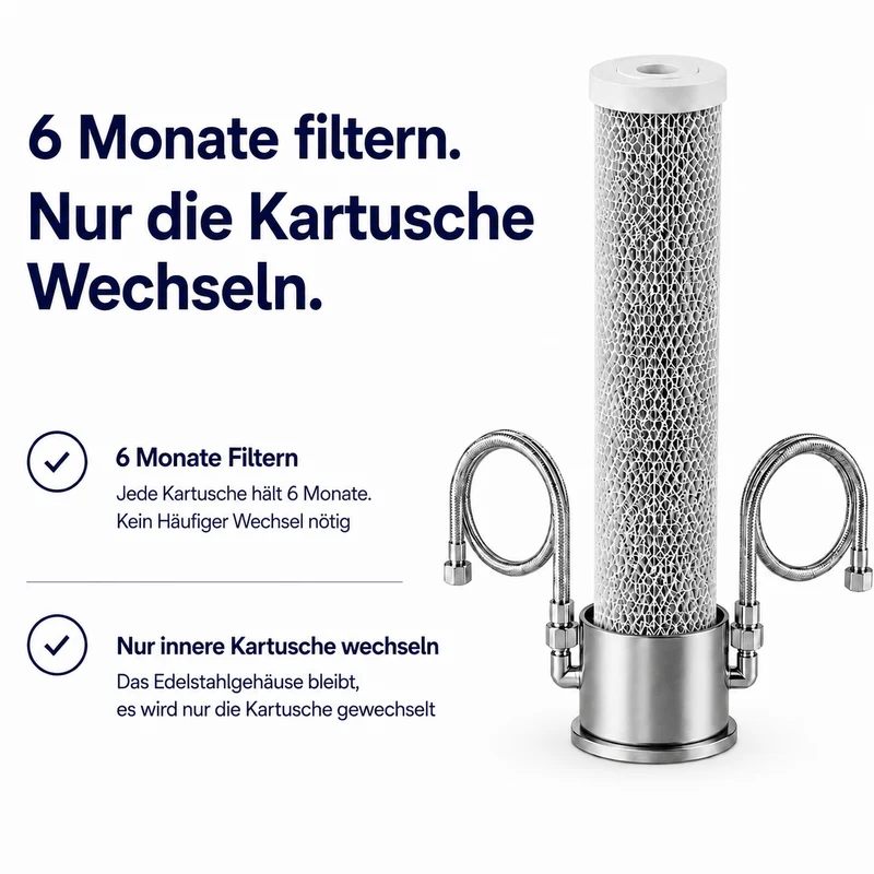 Edelstahl Aktivkohle Wasserfilter "ARIS" - Untertisch