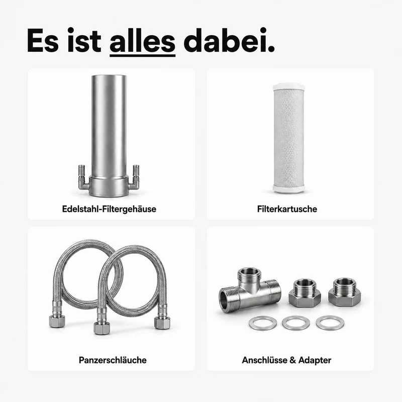 Edelstahl Aktivkohle Wasserfilter "ARIS" - Untertisch