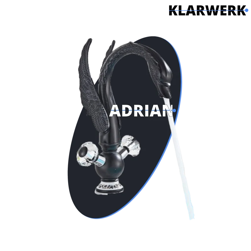 Große Badarmatur Schwan "Adrian" - Schwarz (matt)