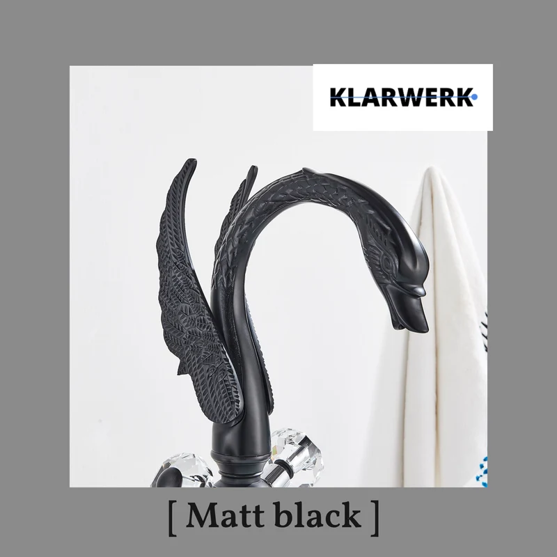 Große Badarmatur Schwan "Adrian" - Schwarz (matt)