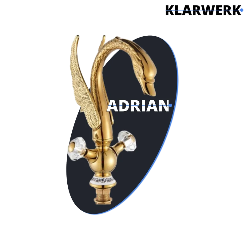 Große Badarmatur Schwan "Adrian" - Gold