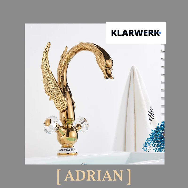 Große Badarmatur Schwan "Adrian" - Gold