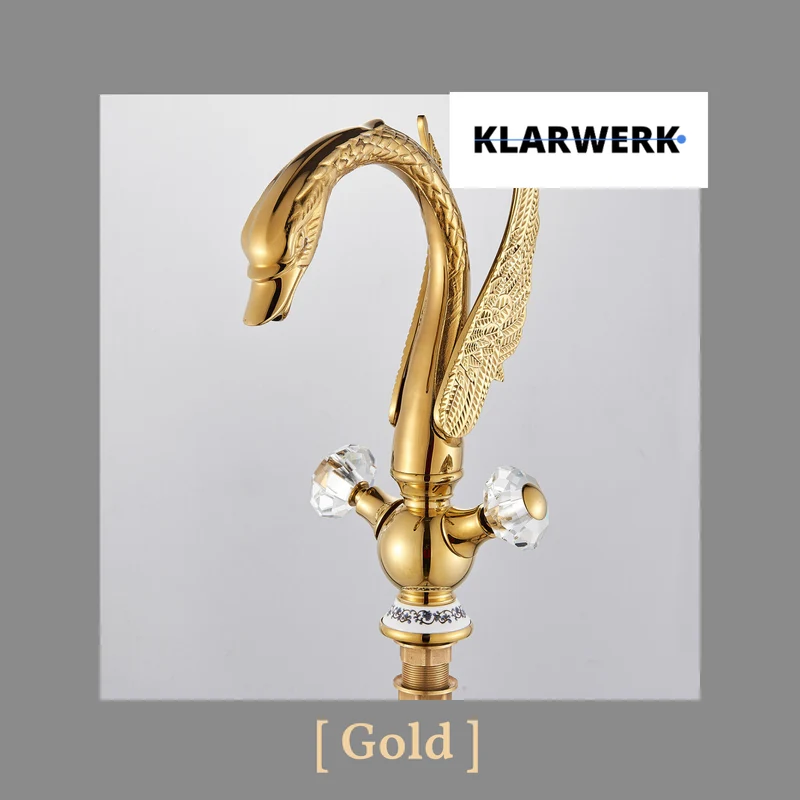 Große Badarmatur Schwan "Adrian" - Gold