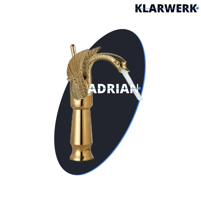 Hohe Badarmatur Schwan "Adrian" - Gold