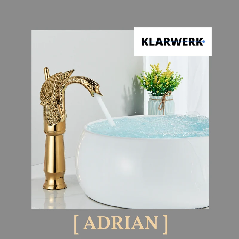 Hohe Badarmatur Schwan "Adrian" - Gold