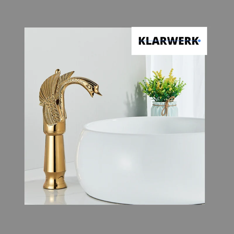 Hohe Badarmatur Schwan "Adrian" - Gold
