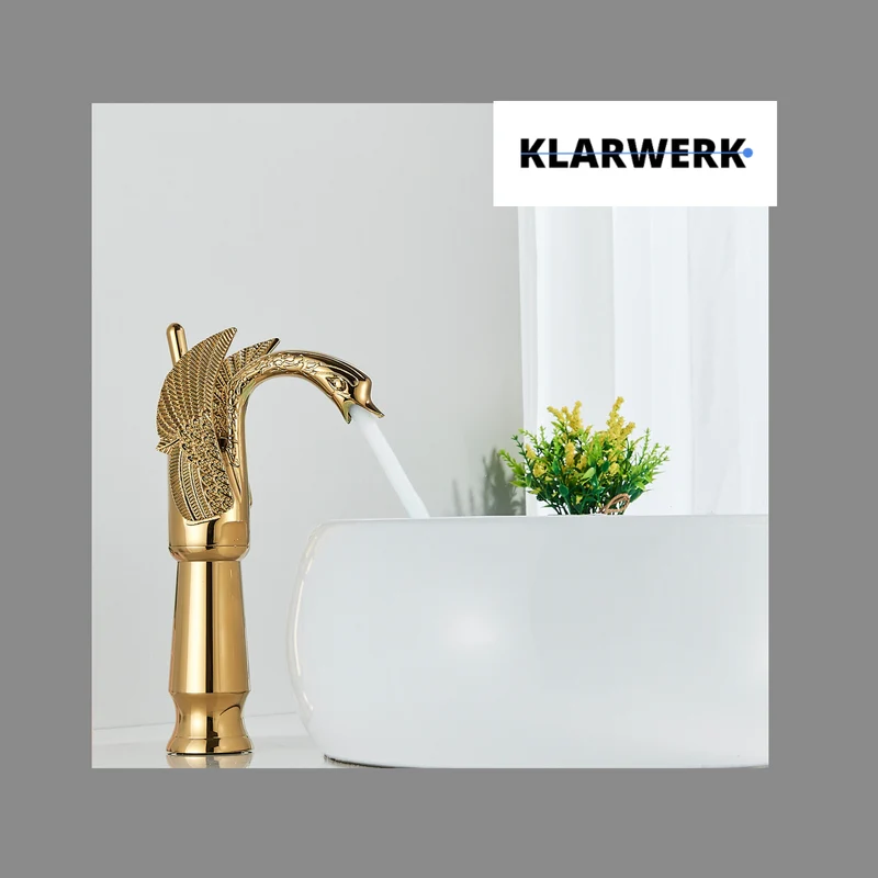 Hohe Badarmatur Schwan "Adrian" - Gold