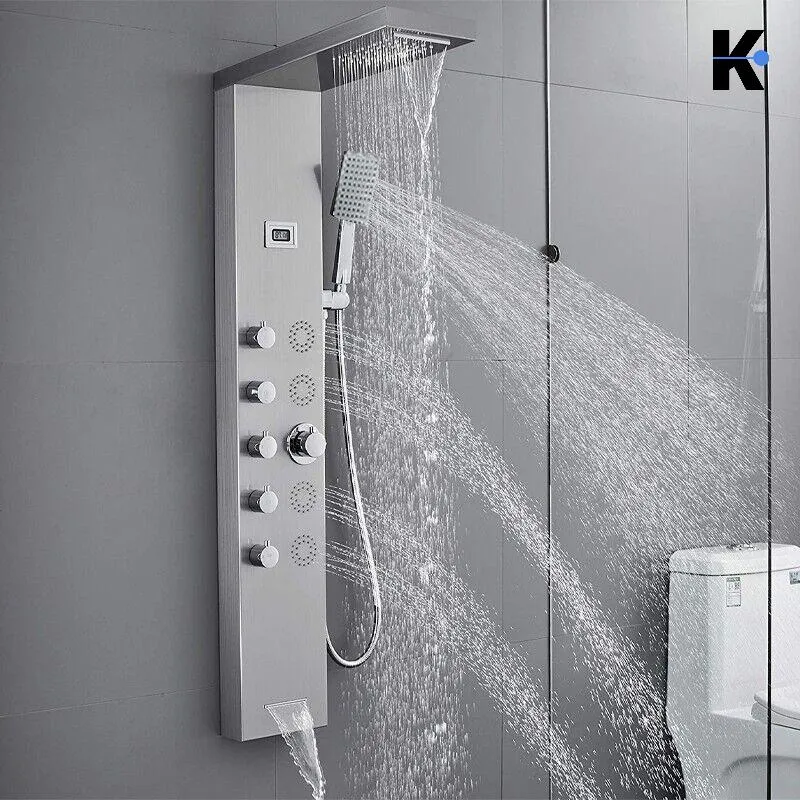Duschpaneel Regendusche Set "BERND" - Silber (gebürstet)