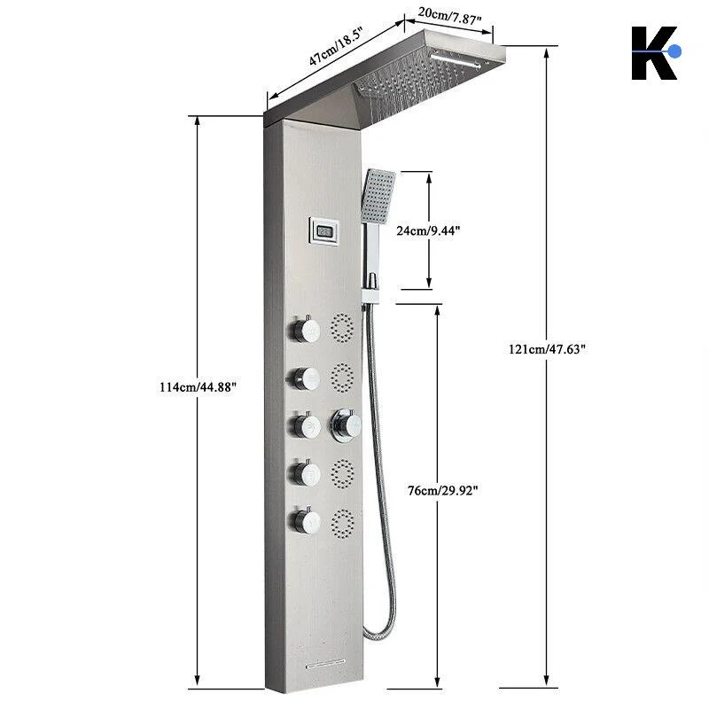 Duschpaneel Regendusche Set "BERND" - Silber (gebürstet)