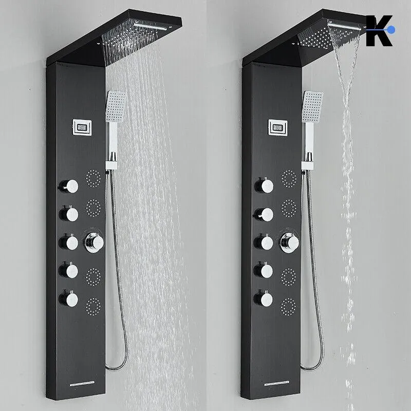 Duschpaneel Regendusche Set "BERND" - Schwarz (gebürstet)