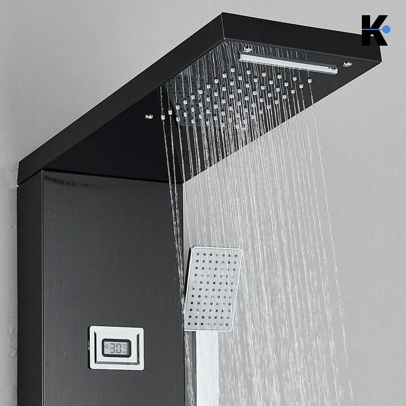 Duschpaneel Regendusche Set "BERND" - Schwarz (gebürstet)