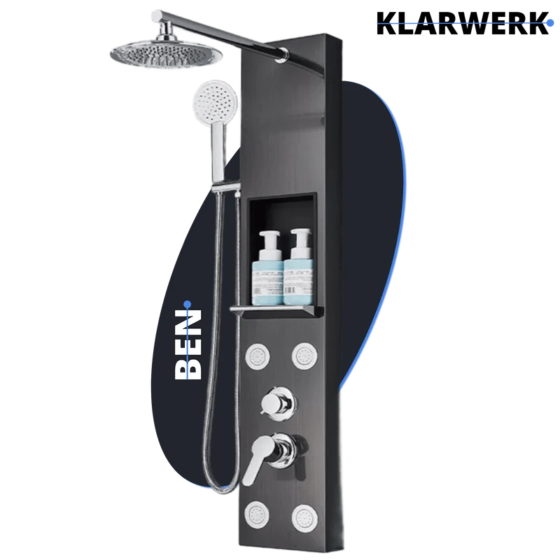 Duschpaneel Regendusche Set "BEN" - Schwarz (gebürstet)