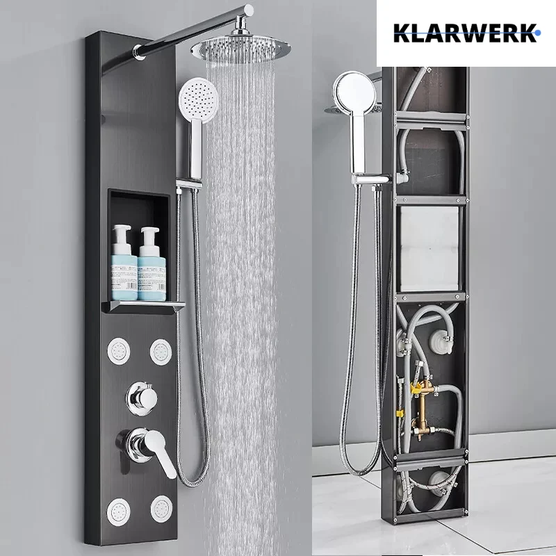 Duschpaneel Regendusche Set "BEN" - Schwarz (gebürstet)