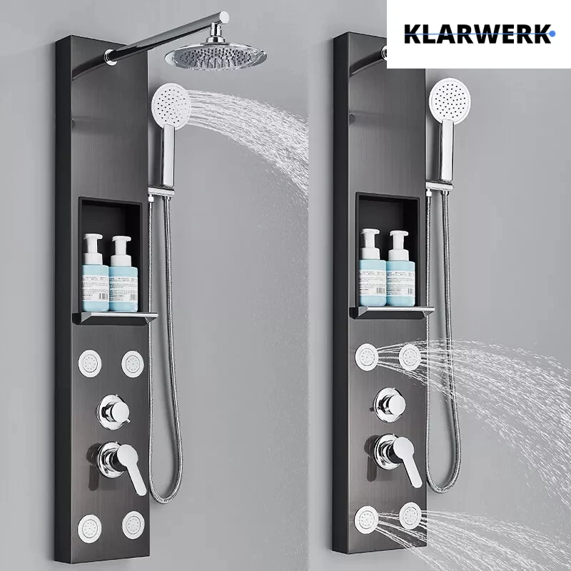 Duschpaneel Regendusche Set "BEN" - Schwarz (gebürstet)