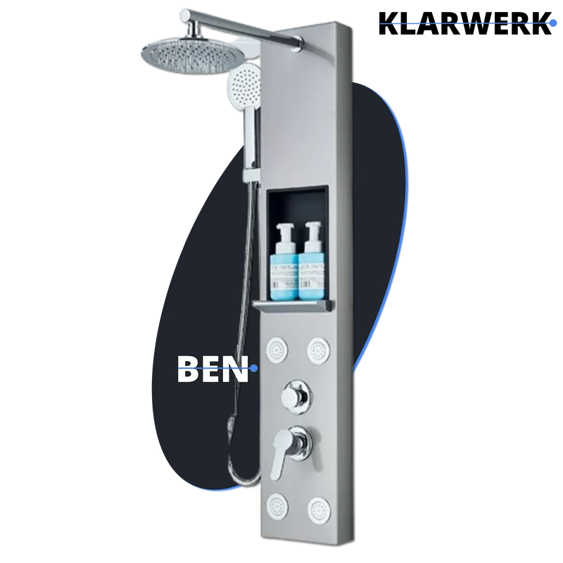 Duschpaneel Regendusche Set "BEN" - Silber (gebürstet)