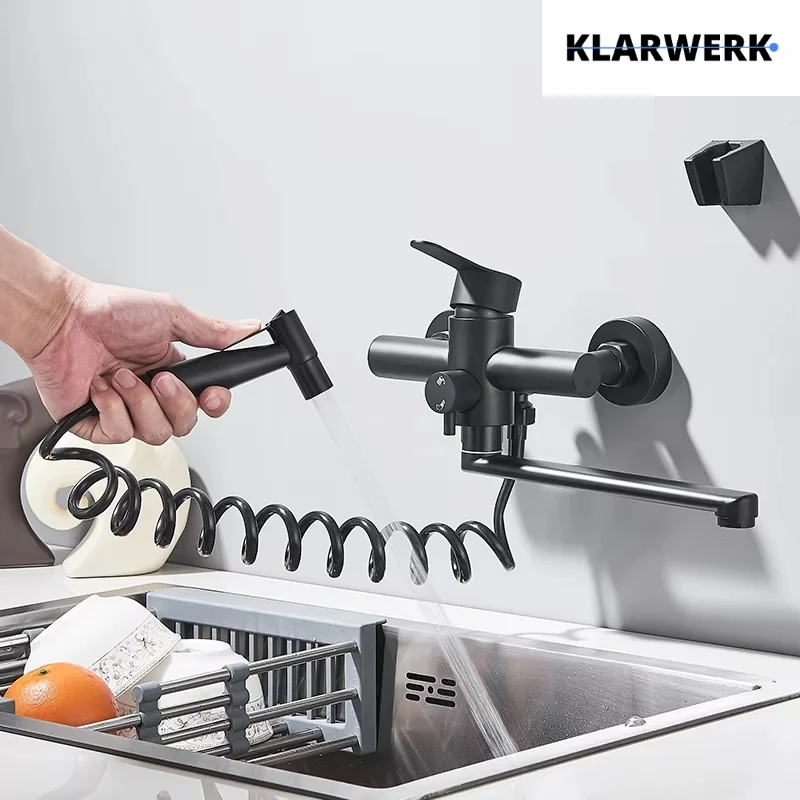 Wandarmatur mit Handbrause "Max" - Schwarz (matt)