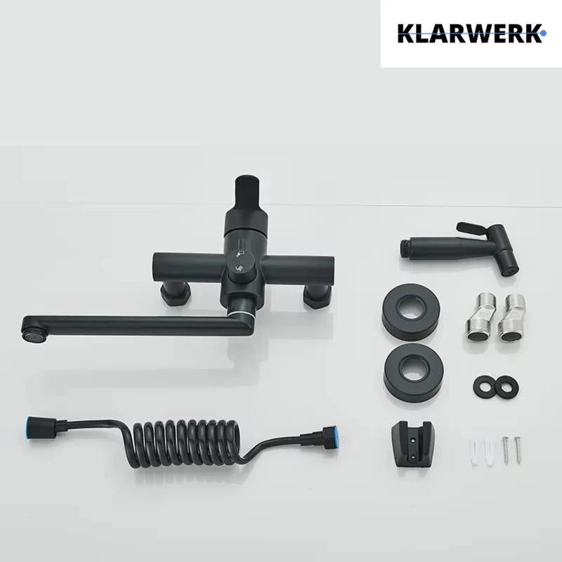 Wandarmatur mit Handbrause "Max" - Schwarz (matt)